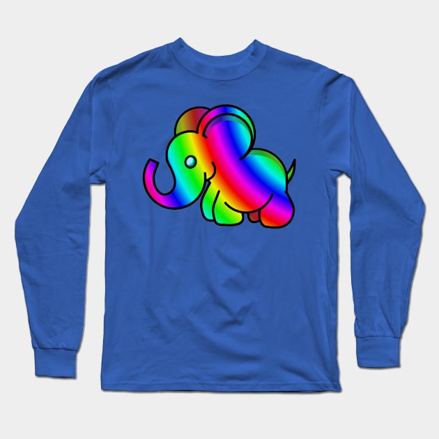 Rainbow Elephant 1 Long Sleeve T-Shirt by RD Doodles